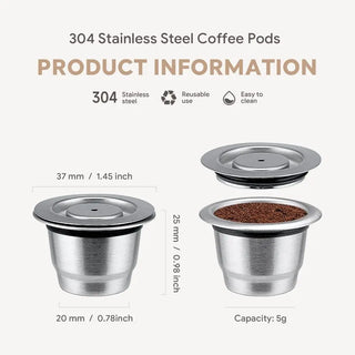 Reusable & Refillable Coffee Capsules - Stainless Steel - Nespresso Compatible 1-3pcs