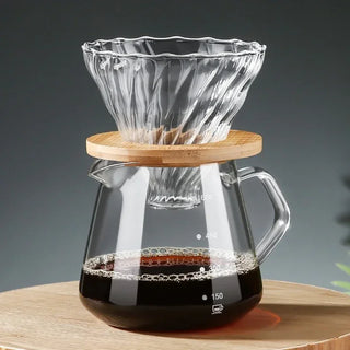 Premium Pour Over Coffee Maker Set With Glass Carafe -  600ml 300ml